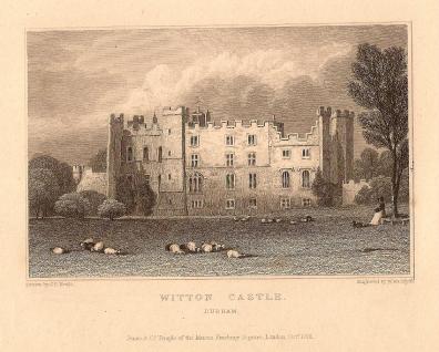 Witton Castle Durham antique print published 1847