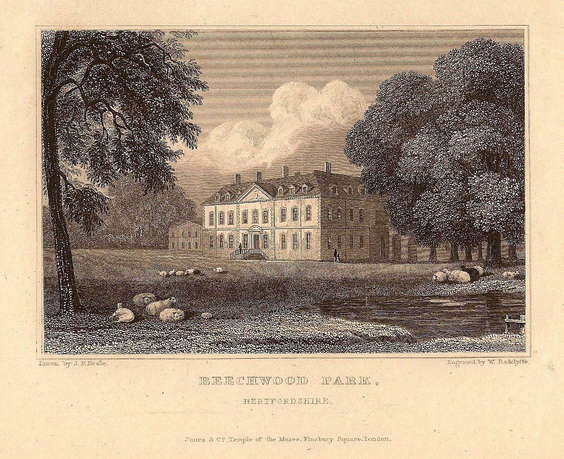 Beechwood Park Hertfordshire antique print 1847