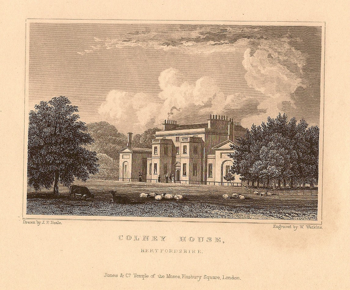 Colney House Hertfordshire antique print