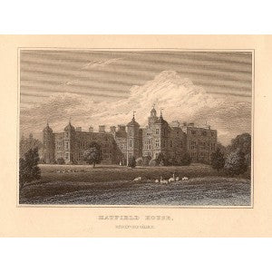 Hatfield House Hertfordshire antique print