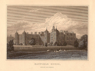 Hatfield House Hertfordshire antique print