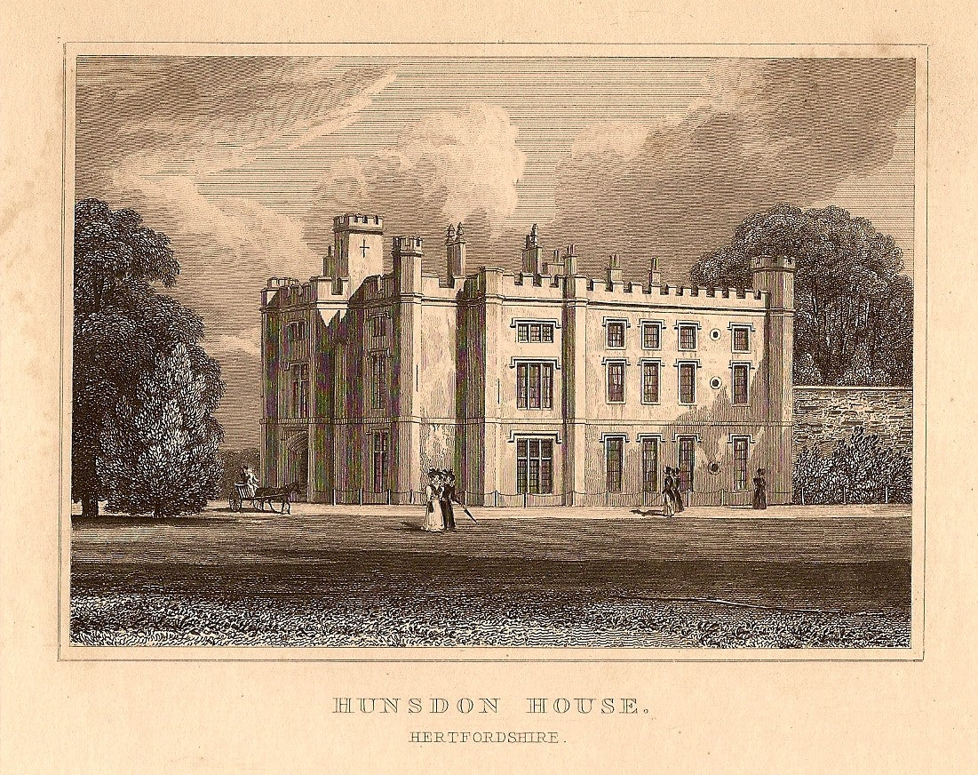 Hunsdon House Hertfordshire antique print 1847