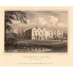 Conington Castle Huntingdonshire antique print 1847
