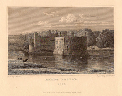 Leeds Castle Kent antique print