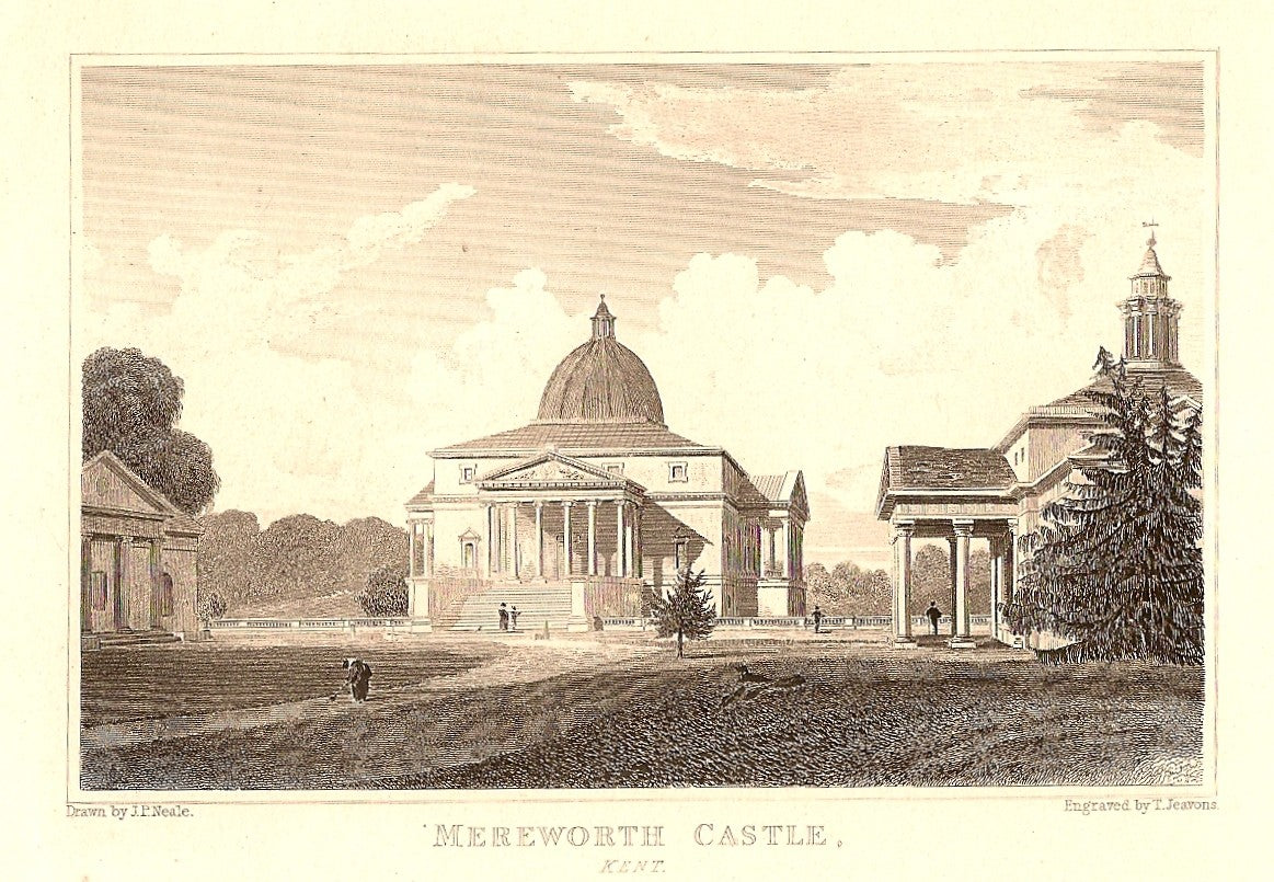 Mereworth Castle Kent antique print 1847