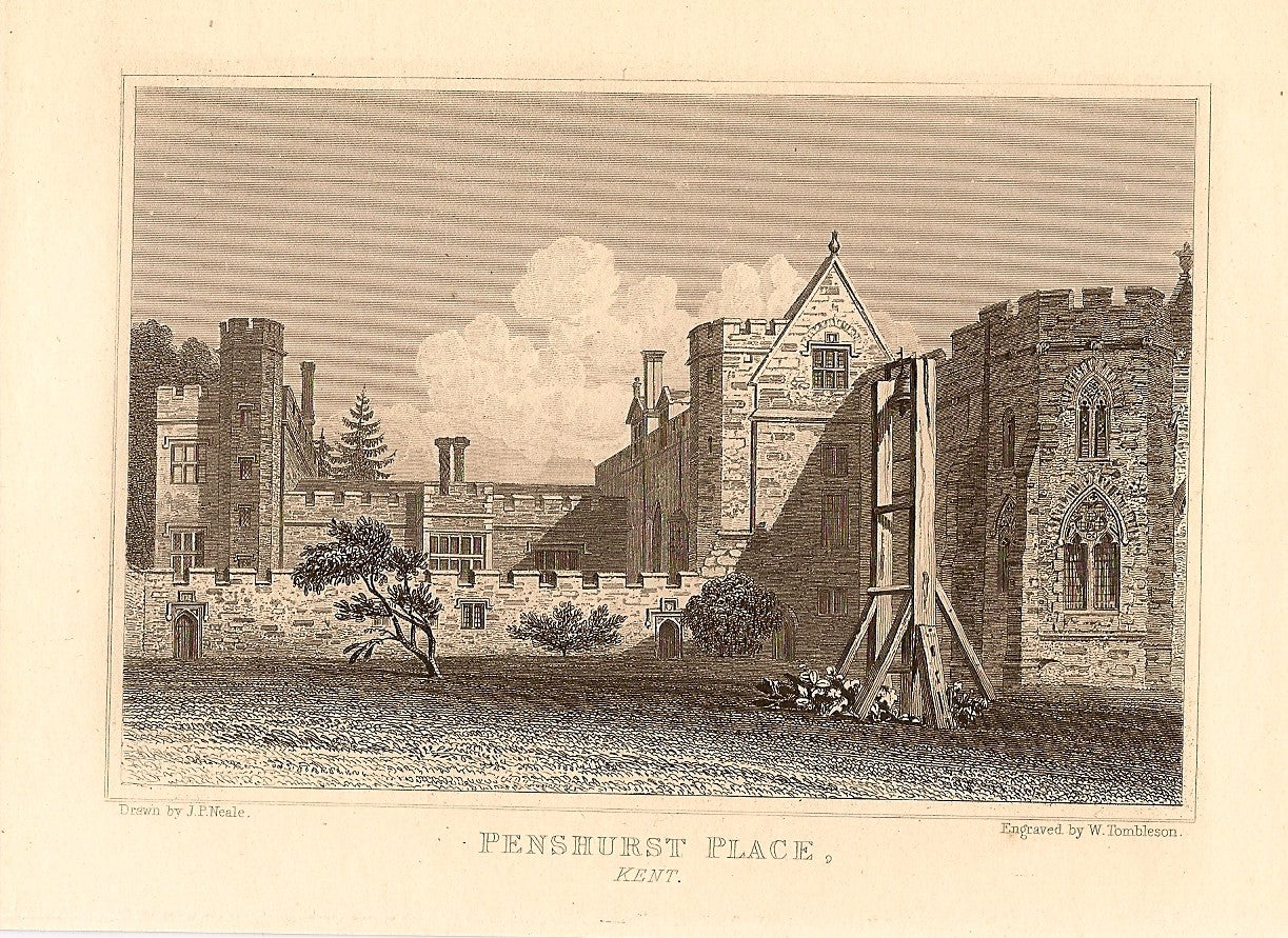 Penshurst Place Kent antique print 1847