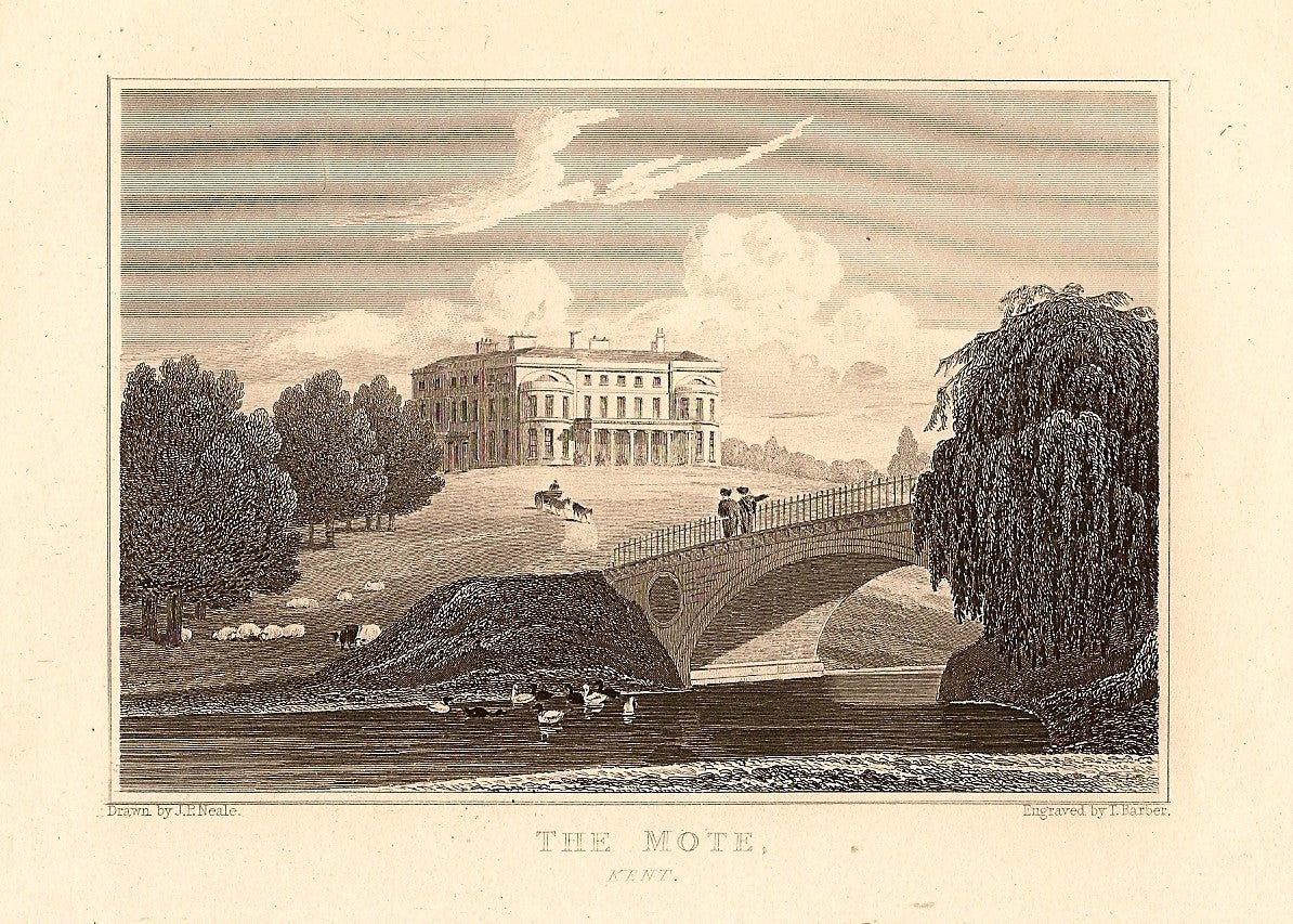 Mote Park Maidstone Kent antique print 1847