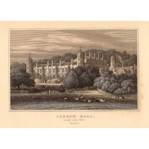 Cobham Hall Kent antique print 1847