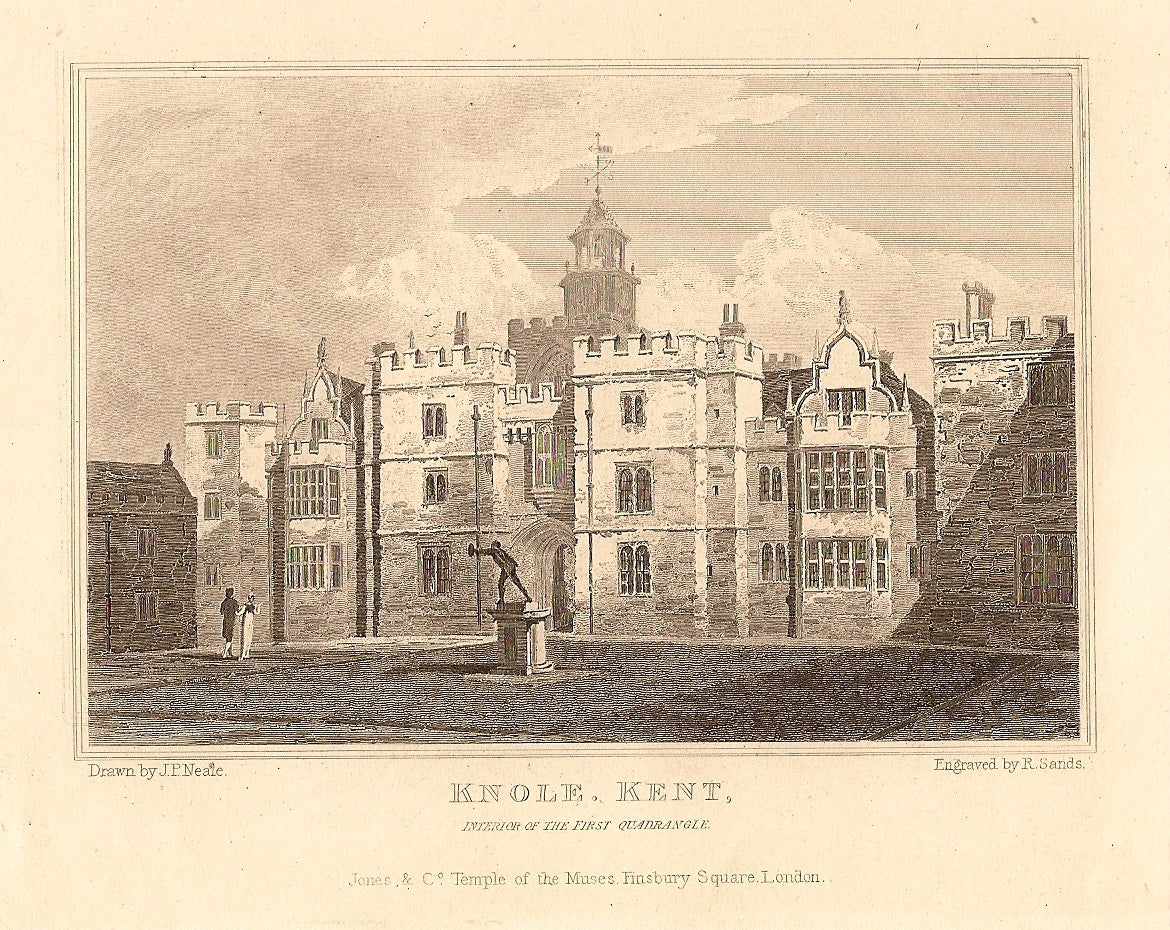 Knole House Kent antique print