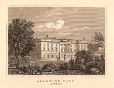 Allerton Hall Liverpool Lancashire antique print 1847