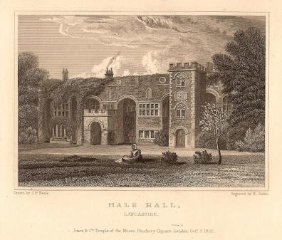 Hale Hall Lancashire antique print