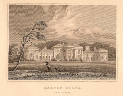 Heaton Hall Lancashire antique print