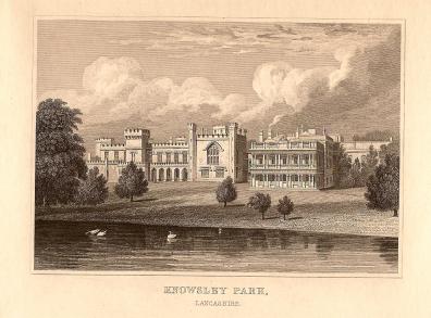 Knowsley Hall Lancashire antique print