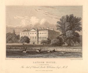 Lathom House Lancashire antique print 1847