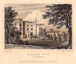 Langton Hall Leicestershire antique print