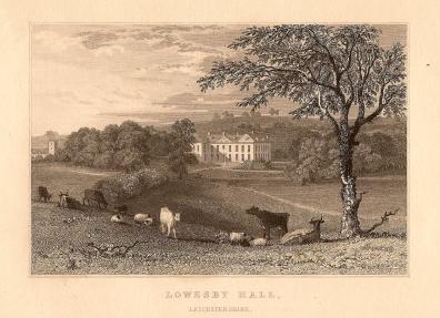 Lowesby Hall Leicestershire antique print