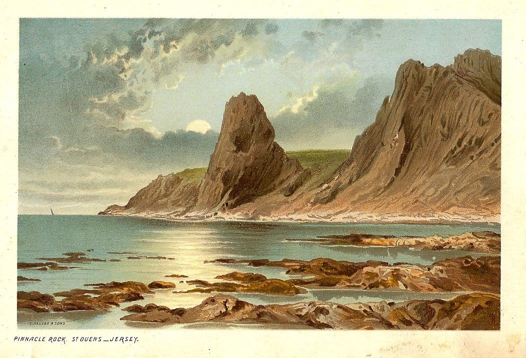 Jersey Pinnacle Rock St Ouens antique print