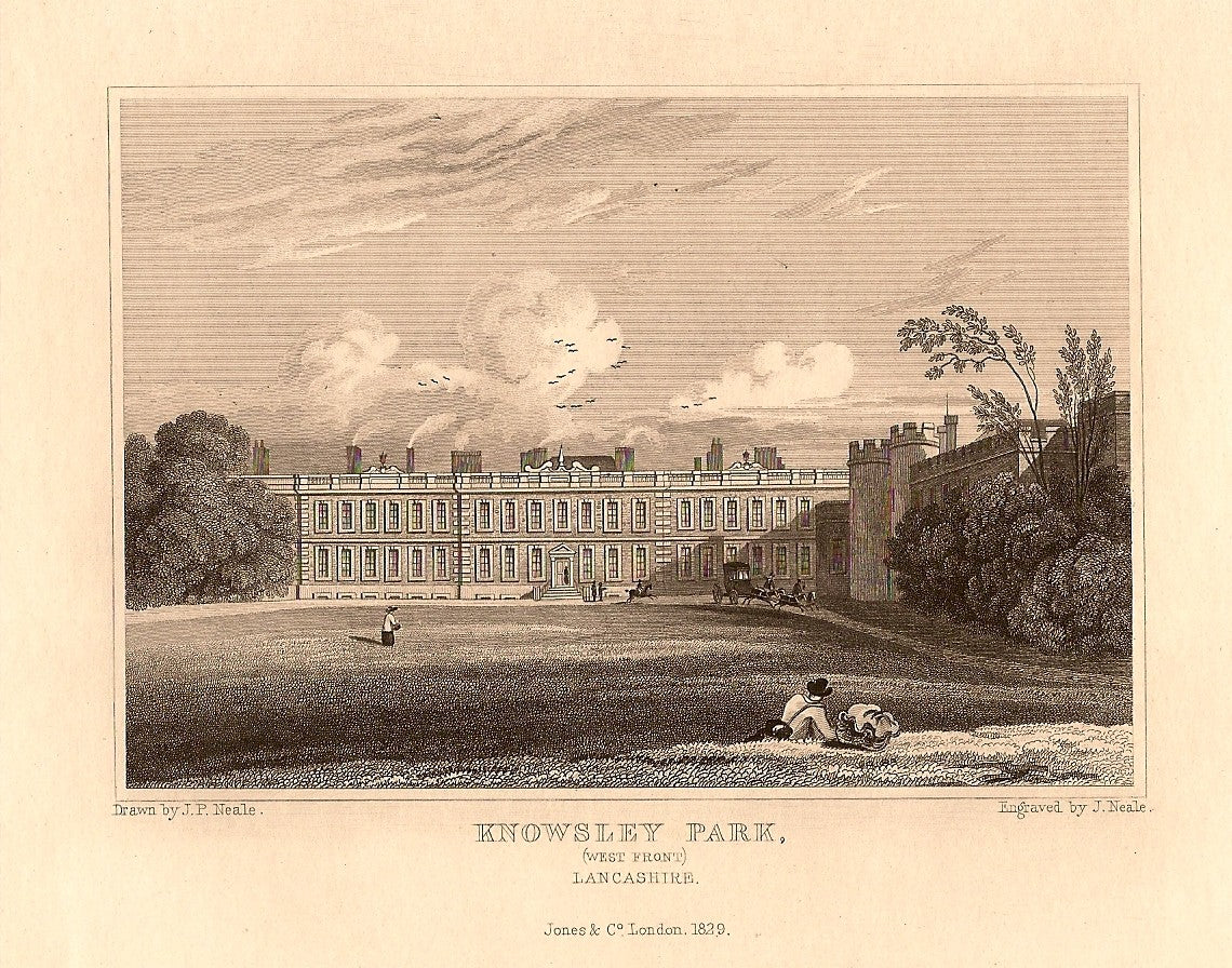 Knowsley Park Lancashire antique print 1847