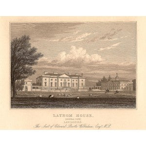 Lathom House Lancashire antique print