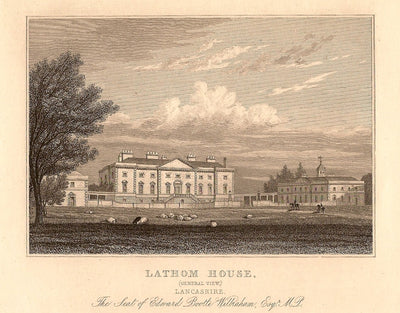 Lathom House Lancashire antique print