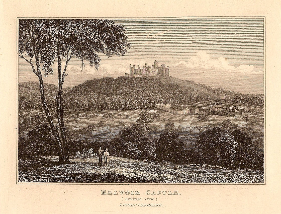 Belvoir Castle Leicestershire antique print 1847