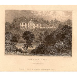 Lowesby Hall Leicestershire antique print
