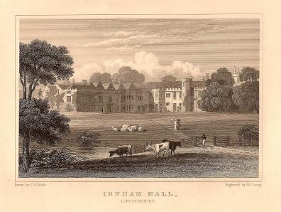 Irnham Hall Lincolnshire antique print
