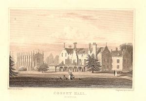 Costessey Hall Norfolk antique print