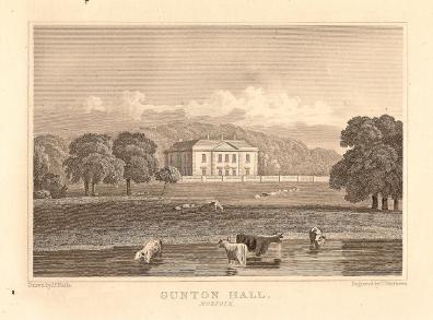 Gunton Hall Suffield Norfolk antique print 1847