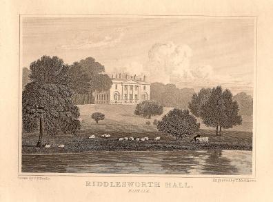 Riddlesworth Hall Norfolk antique print 1847