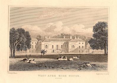 West Acre High House Norfolk antique print 1847