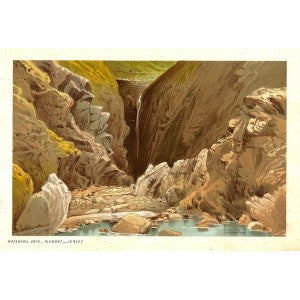 Jersey Waterfall Cave Plemont antique print 1890