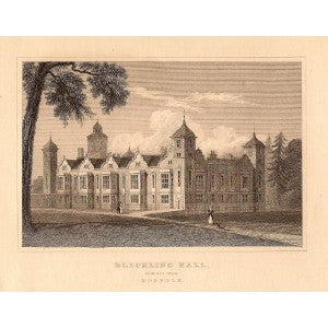 Blickling Hall Norfolk antique print 1847