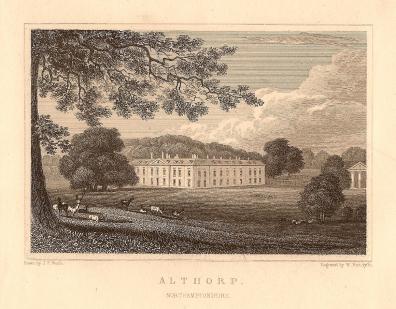 Althorp Hall Northampton antique print 1847