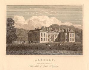 Althorp Hall Northamptonshire antique print