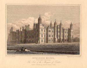 Burleigh House Northamptonshire antique print 1847