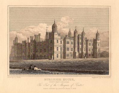 Burleigh House Northamptonshire antique print 1847