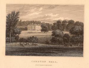 Carlton Hall Northamptonshire antique print 1847