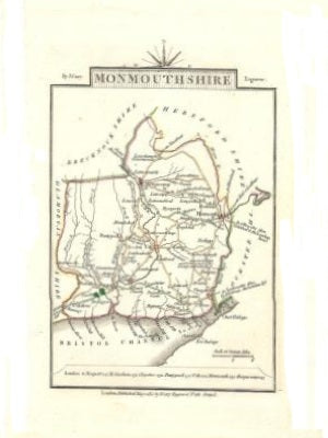 Monmouthshire Wales John Cary antique map published 1812