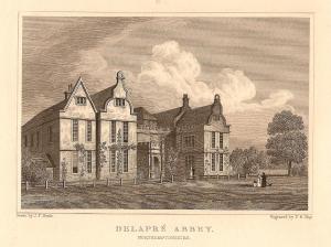 Delapre Abbey Northamptonshire antique print 1847