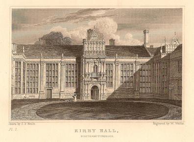 Kirby Hall Northamptonshire antique print