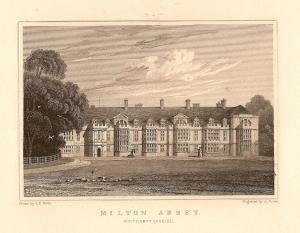 Milton Abbey Northamptonshire antique print 1847