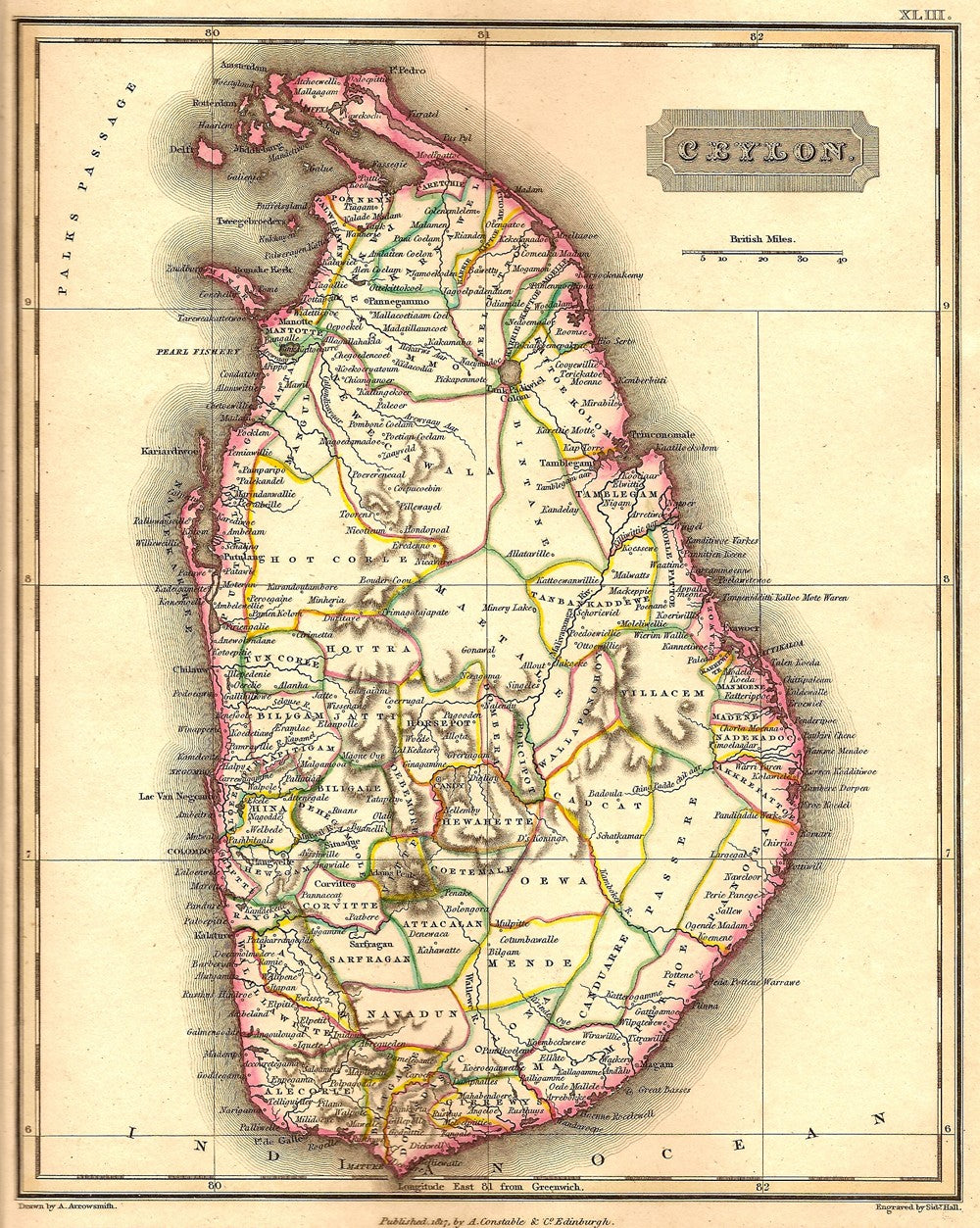 Ceylon antique map 1829