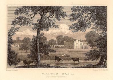 Norton Hall Northamptonshire antique print 1847