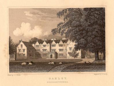 Oakley Hall Northamptonshire antique print 1847
