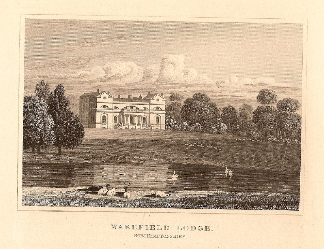 Wakefield Lodge Northamptonshire antique print 1847