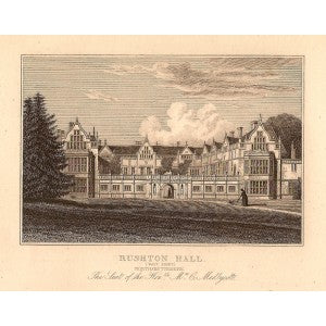 Rushton Hall Northamptonshire antique print 1847