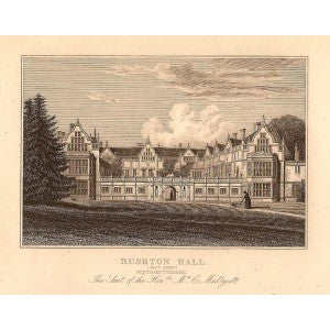 Rushton Hall Northamptonshire antique print