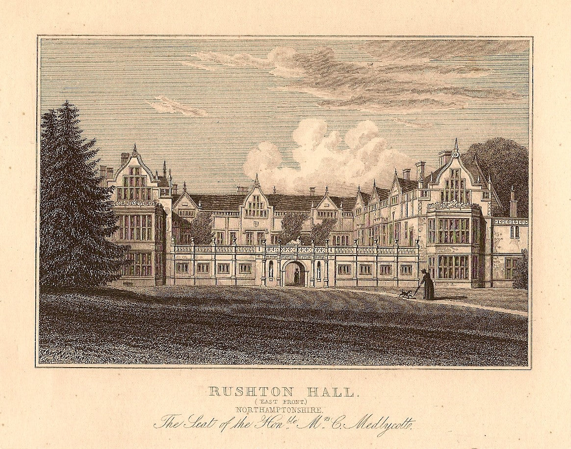 Rushton Hall Northamptonshire antique print