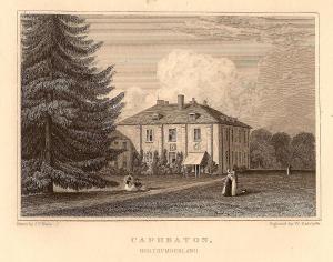 Capheaton Hall Northumberland antique print